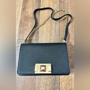 Furla Black Crossbody Bag with Gold Chain